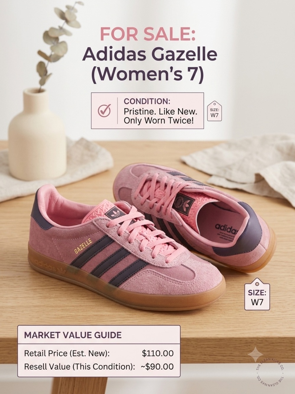 adidas Gazelle Women's Sneakers in Pink with Navy Stripes
